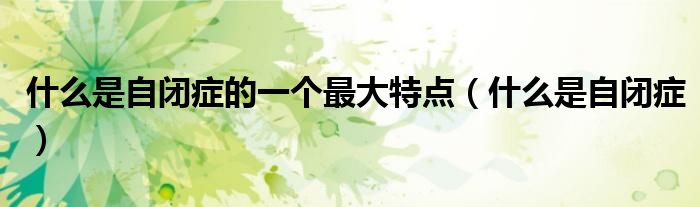 什么是自闭症的一个最大特点（什么是自闭症）