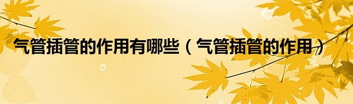 气管插管的作用有哪些（气管插管的作用）