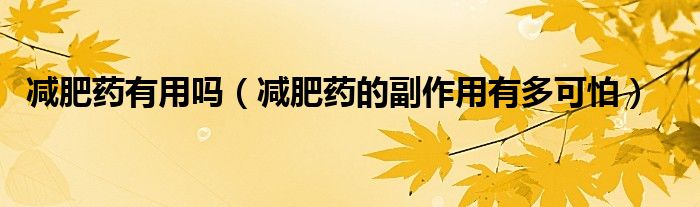 减肥药有用吗（减肥药的副作用有多可怕）