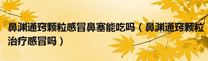 鼻渊通窍颗粒感冒鼻塞能吃吗（鼻渊通窍颗粒治疗感冒吗）