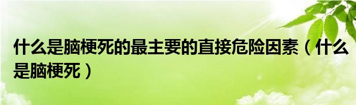 什么是脑梗死的最主要的直接危险因素（什么是脑梗死）