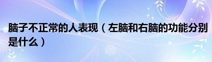 脑子不正常的人表现（左脑和右脑的功能分别是什么）