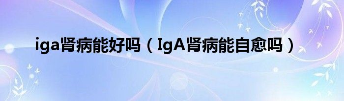 iga肾病能好吗（IgA肾病能自愈吗）