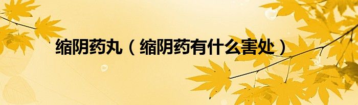 缩阴药丸（缩阴药有什么害处）