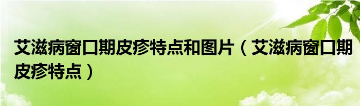 艾滋病窗口期皮疹特点和图片（艾滋病窗口期皮疹特点）