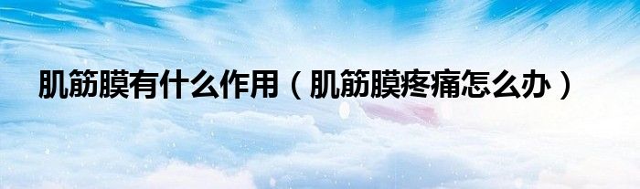 肌筋膜有什么作用（肌筋膜疼痛怎么办）