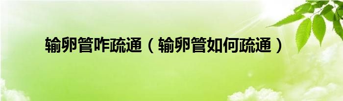 输卵管咋疏通（输卵管如何疏通）