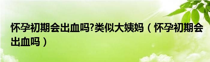 怀孕初期会出血吗?类似大姨妈（怀孕初期会出血吗）