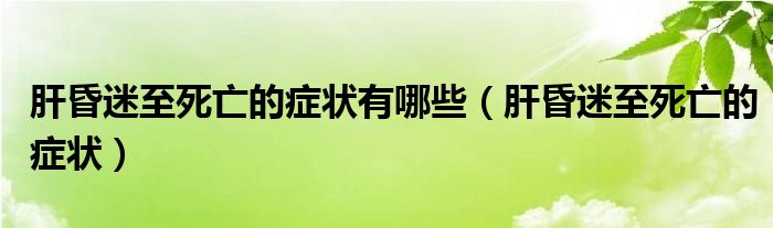 肝昏迷至死亡的症状有哪些（肝昏迷至死亡的症状）