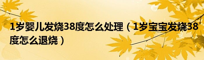 1岁婴儿发烧38度怎么处理（1岁宝宝发烧38度怎么退烧）