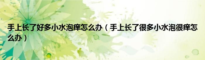 手上长了好多小水泡痒怎么办（手上长了很多小水泡很痒怎么办）