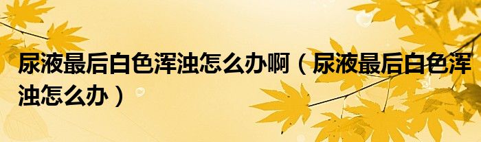 尿液最后白色浑浊怎么办啊（尿液最后白色浑浊怎么办）