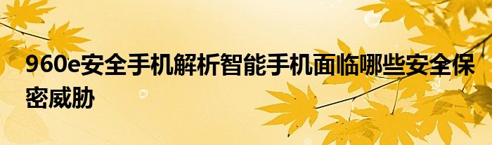 960e安全手机解析智能手机面临哪些安全保密威胁