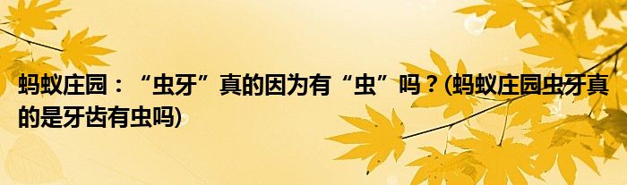 蚂蚁庄园：“虫牙”真的因为有“虫”吗？(蚂蚁庄园虫牙真的是牙齿有虫吗)