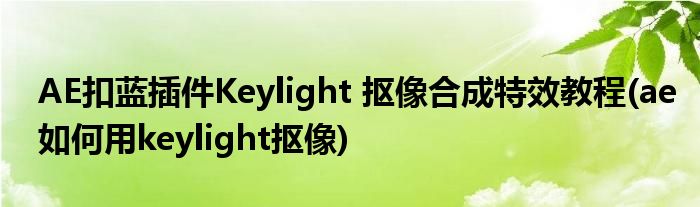 AE扣蓝插件Keylight 抠像合成特效教程(ae如何用keylight抠像)