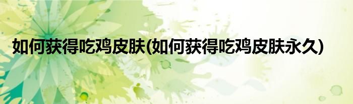 如何获得吃鸡皮肤(如何获得吃鸡皮肤永久)