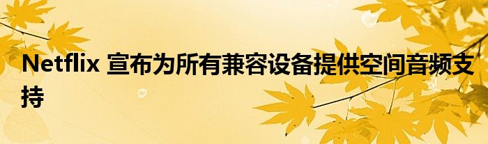 Netflix 宣布为所有兼容设备提供空间音频支持