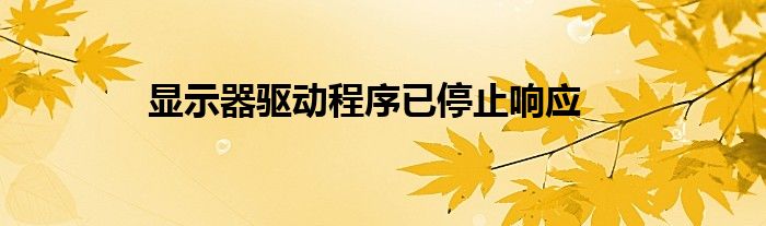 显示器驱动程序已停止响应