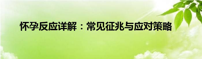 怀孕反应详解：常见征兆与应对策略