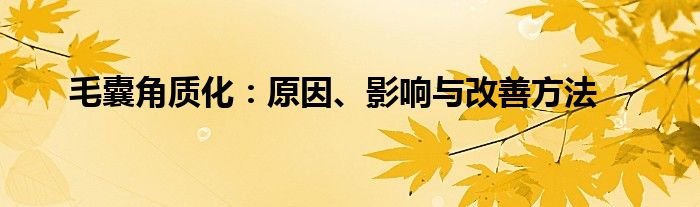 毛囊角质化：原因、影响与改善方法