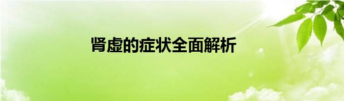 肾虚的症状全面解析