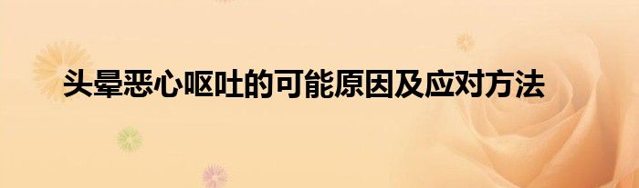 头晕恶心呕吐的可能原因及应对方法