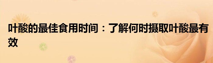 叶酸的最佳食用时间：了解何时摄取叶酸最有效