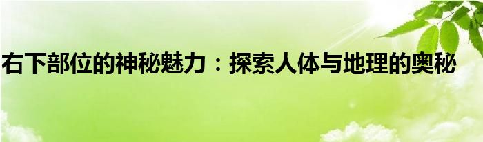 右下部位的神秘魅力：探索人体与地理的奥秘