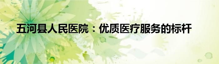 五河县人民医院：优质医疗服务的标杆