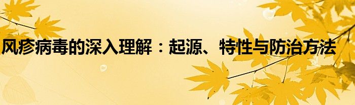 风疹病毒的深入理解：起源、特性与防治方法