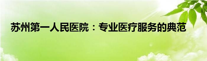 苏州第一人民医院：专业医疗服务的典范