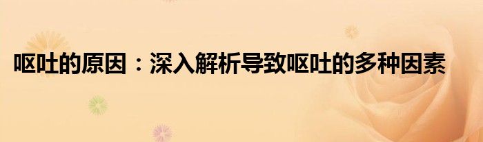 呕吐的原因：深入解析导致呕吐的多种因素