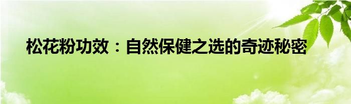 松花粉功效：自然保健之选的奇迹秘密