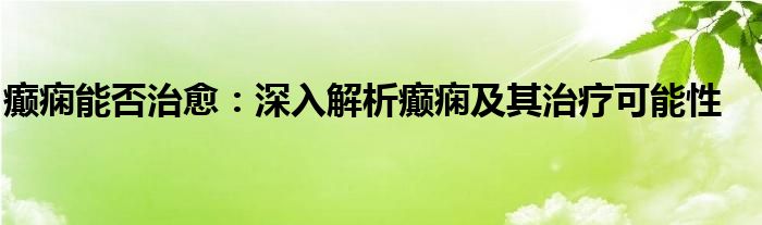 癫痫能否治愈：深入解析癫痫及其治疗可能性