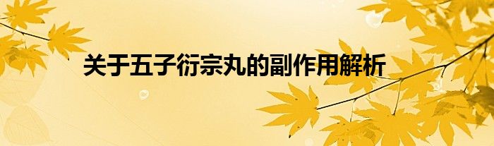 关于五子衍宗丸的副作用解析