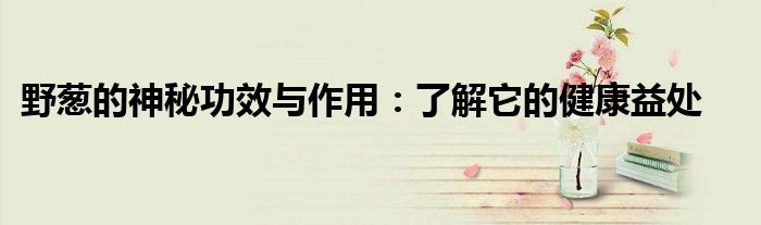 野葱的神秘功效与作用：了解它的健康益处