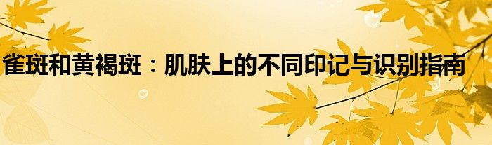 雀斑和黄褐斑：肌肤上的不同印记与识别指南