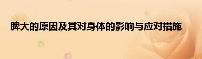 脾大的原因及其对身体的影响与应对措施