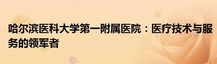 哈尔滨医科大学第一附属医院:医疗技术与服务的领军者