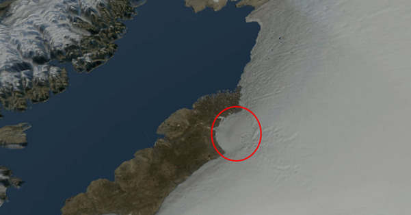 Paris-Size火山口发现隐藏在格陵兰岛冰